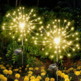 Solar Lights Outdoor Decorative: Bendable Copper Wire With 120 Led Firework Beads - Waterproof Diy Warm Fun Decorating Yard Garden Patio - Christmas Gifts For Homeowner Over 30