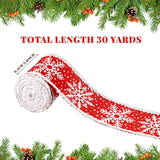 2 Rolls Snowflake Wired Edge Ribbon Christmas Tree Ribbon Decorative S
