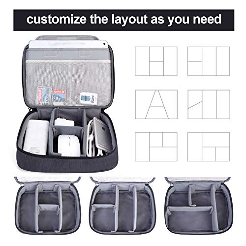 Electronic Organizer, Double Layer Travel Gear Bag For Cables, Plugs, Flash Hard Drive, Power Bank And More-A Sleeve Pouch For Ipad (Large, Black)