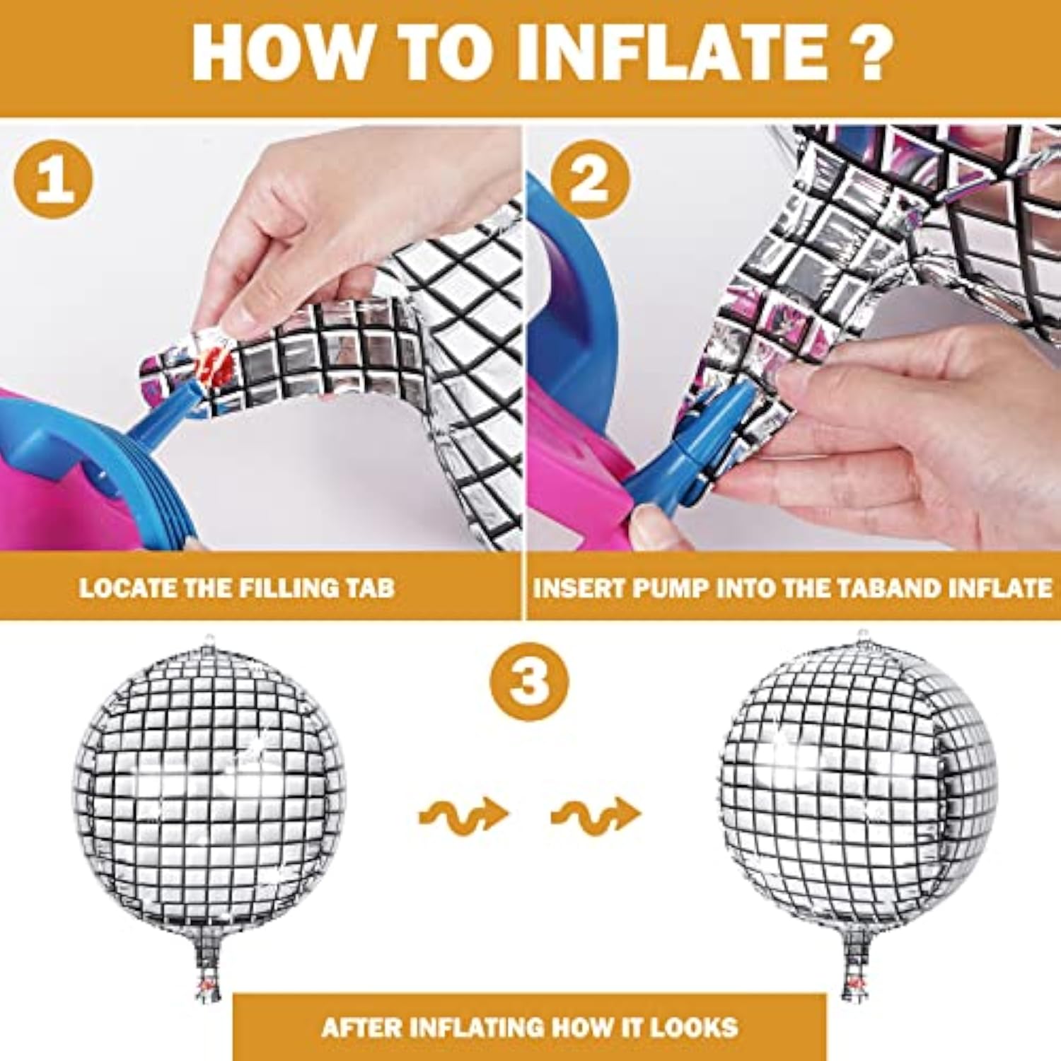 8pcs 22" Silver Disco Ball Foil Balloons with Stars – 70s Party, Birthday & Event Decor