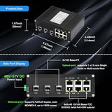 9-Port Unmanaged Industrial Ethernet Hardened Network Fiber Switch With 6 X 10/100Base-T Rj45 Plus 3 X 100Base-Fx Sfp,Support 12~48Vdc, Ieee802.3Af/At Poe Budget 180W,Ip40,Din Rail Mounting, Safety