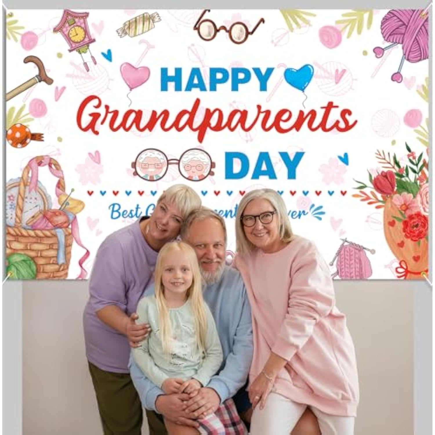 Happy Grandparents Day Backdrop Best Grandparents Ever Party & Photo Props