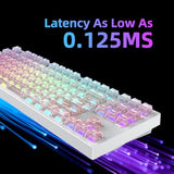 Fe87 V2 Wired Mechanical Keyboard, Dual 8Khz Polling Rate, Support Sodc/Latency As 0.125Ms/Argbhot Swappable, Gasket Sturcture Gaming Keyboard (White/White Snake Switch)