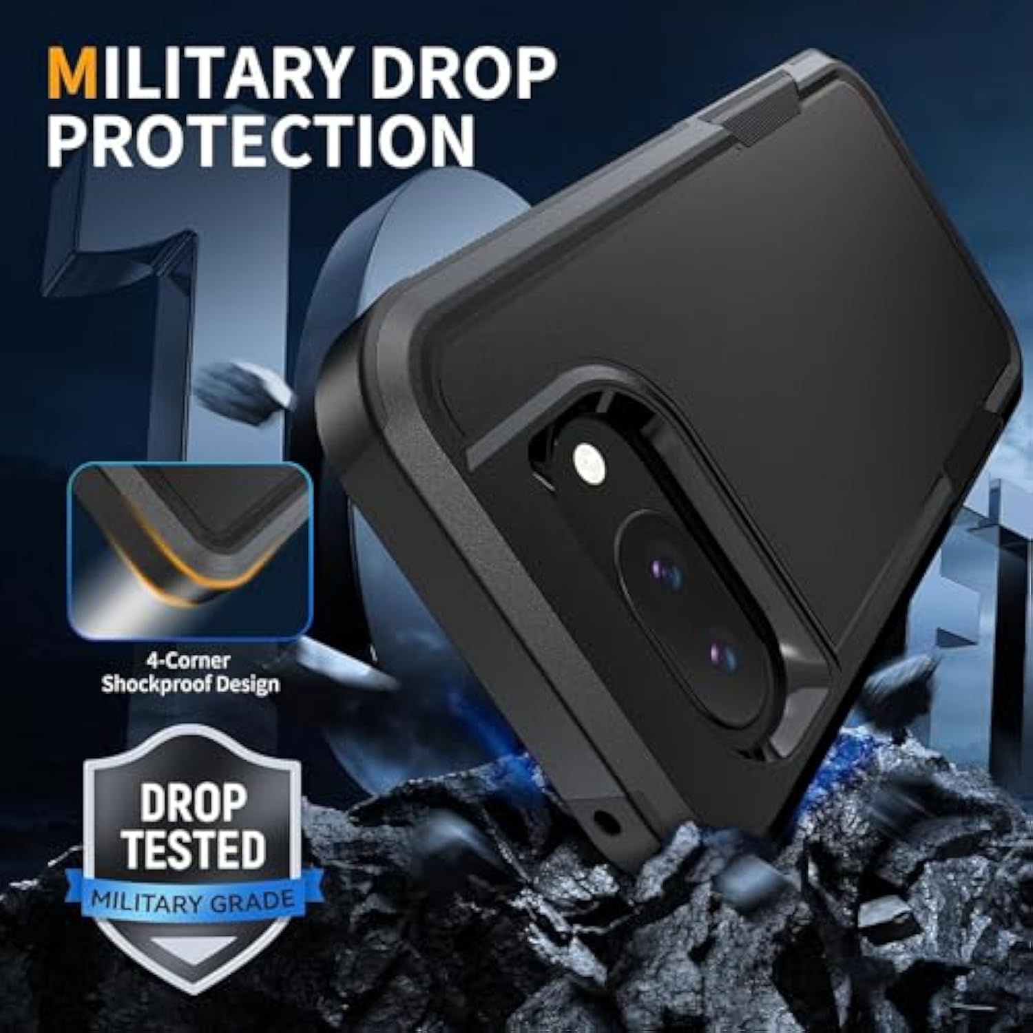 For Google Pixel 9A Case With Hd Screen Protector, Military-Grade Shockproof & Dual-Layer Protection, Anti-Slip Grip Design Phone Case, Black