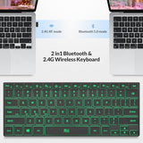 Wireless Keyboard,Bluetooth Keyboard(2.4G+Bt5.0),Rgb Backlit,Rechargeable With Aluminum Alloy Case For Tablet,Surface,Pc,Laptop With Windows (X9-Windows)