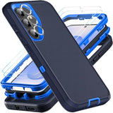 For Samsung Galaxy S25 Case, Only, [Not Fit Galaxy S25 Edge/S25 Plus/S25 Ultra], Military Grade Case With 2Pcs Tempered Glass Screen Protector & 1Pcs Camera Lens Protector (Navy Blue)
