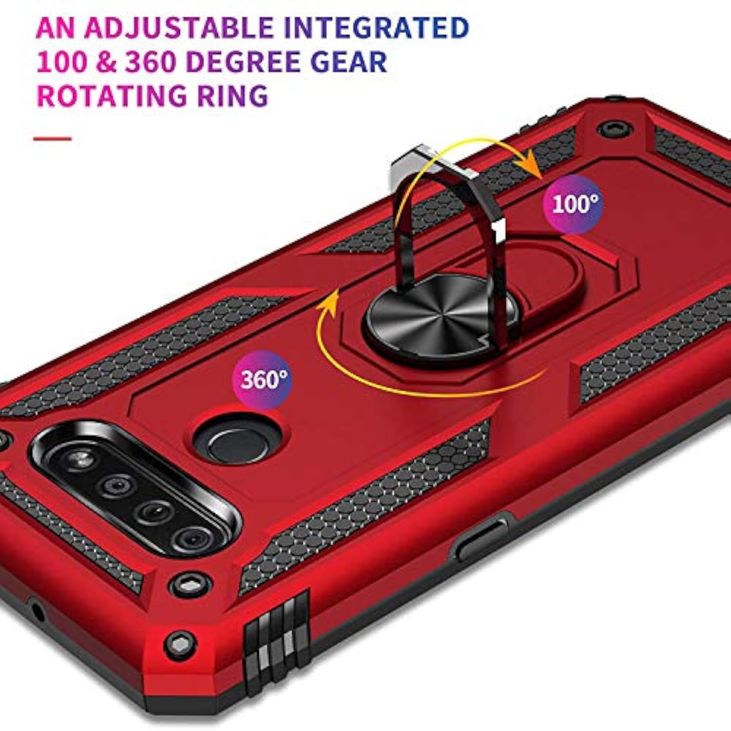 Compatible With Lg K51 Case, Lg Q51 Case, Lg Reflect Case, With [Tempered Glass Screen Protector][Metal Ring][Magnetic Support] Kickstand Heavy Duty Drop Protector Phone Case (Black)