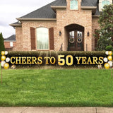Black & Gold 50th Birthday Banner: Reusable Party Decor 118"x20"