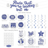 Pre-Strung Rude That You'Re Leaving But Ok Glitter Banner, Blue Silver Going Away Party We Will Miss You Decorations, Great For Goodbye Farewell Job Change Party