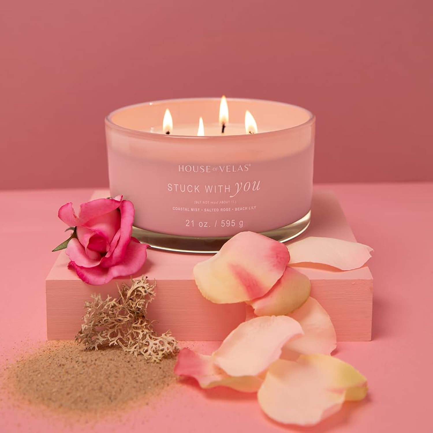 Burnable Sensations Candle, 21 Oz, 4 Cotton Wicks, Stuck With You - Fresh Coastal, Large Painted Jar