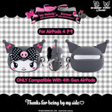 iFace AirPods 4 Case [My Melody 50th and Kuromi 20th Anniversary] - Cute Silicone Protective Cover [Carabiner Included] [Wireless Charging Capatible] - Kuromi 20th Anniversary