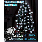 Christmas Snowflake String Lights Outdoor, 100 Led 49Ft Icicle Lights Waterproof With 8 Modes Timer Xmas Decorations, Pl