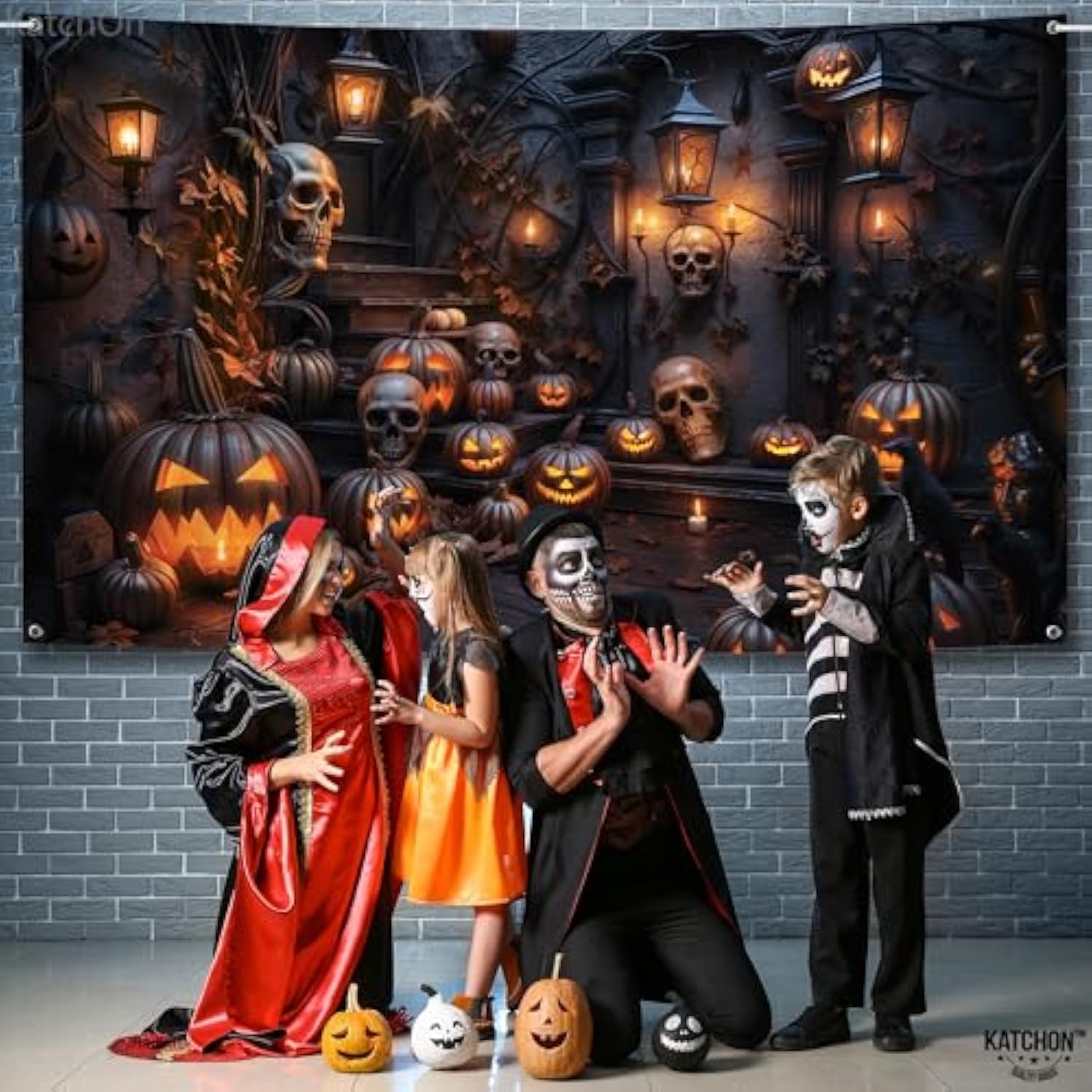 XtraLarge Spooky Halloween Backdrop 72x44 Inch Pumpkin Banner Party Decoration