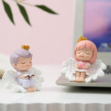 1 Pair Angel Cake Topper Figurines Angel Prince Princess Sculpture Cake Decoration Christmas Desktop Ornaments Home Table Centerpieces Baby Shower Birthday Party Supplies
