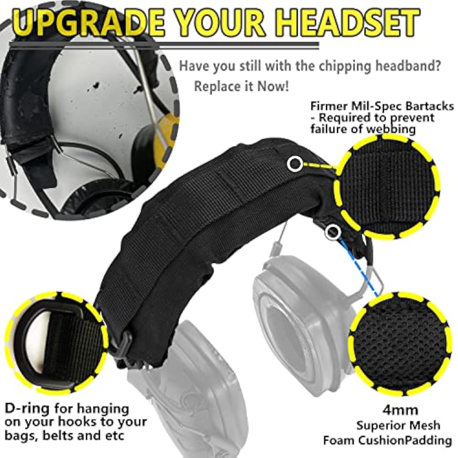 Hc01 Headset Cover Tactical Advanced Earmuffs Modular Cover Fit For 3M Worktunes Peltor Howard Leight Impact Walkers Razor - Black