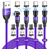 Magnetic Charging Cable 4 Pack (3.3Ft/6.6Ft/6.6Ft/10Ft), 540 Degree Rotating M
