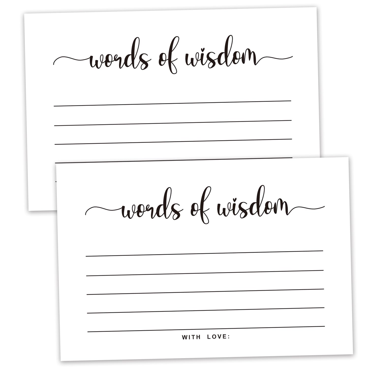 50 Words Of Wisdom Advice Cards For Graduation, Marriage, Wedding, Use As Bridal Or Baby Shower Party Games, Boy Or Girl Baby Prediction Or Advice Cards. 4" X 6"