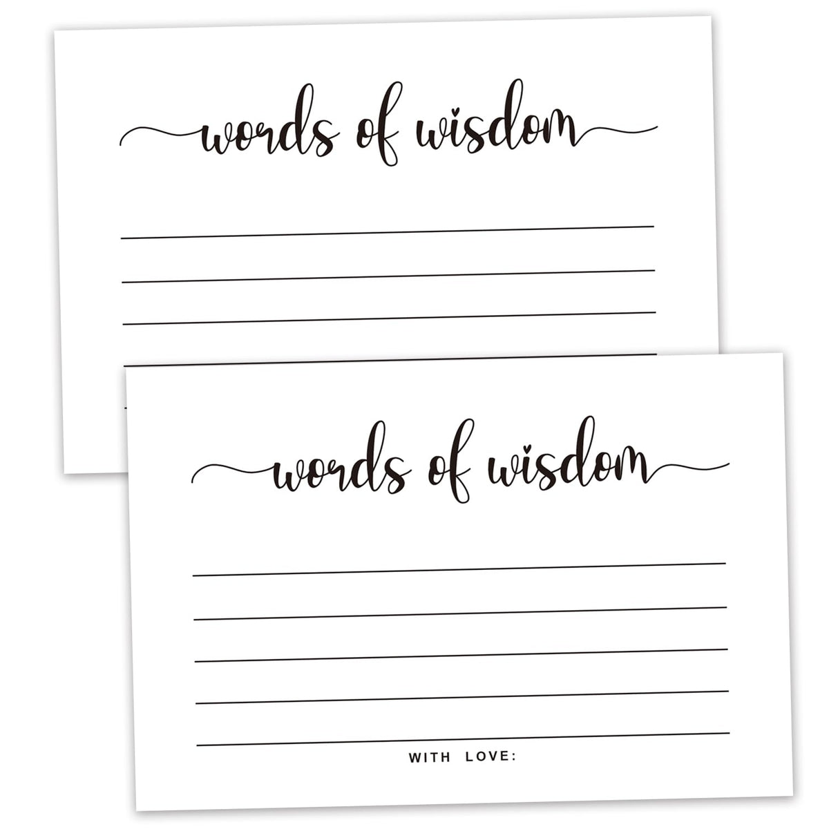 50 Words Of Wisdom Advice Cards For Graduation, Marriage, Wedding, Use As Bridal Or Baby Shower Party Games, Boy Or Girl Baby Prediction Or Advice Cards. 4" X 6"