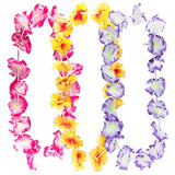 Giant Hawaiian Ruffled Simulated Colorful Luau Silk Flower Leis Jumbo Necklaces For Tropical Island Beach Theme Party Event, Birthday Supplies, Costume (12 Pack)