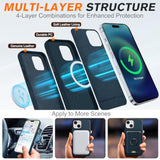 SHIELDON Genuine Leather Case for iPhone 15 2023, Magnetic Wireless Charging Slim Non-Slip Anti-Scratch Shock-Absorbent Phone Case Cover with Metal Buttons Compatible with iPhone 15 6.1" - Navy Blue