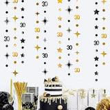 Black & Gold 30th Birthday Decorations – Star Garland, Streamers and Banner for Dirty 30 Party