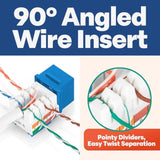 90° Angled Cat6/5E Keystone Jack In Blue - Slim Profile Rj45 Ethernet Connecto