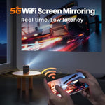 Mini Projector, 5G Wifi 6 Bluetooth Short Throw Projector, Hd 1080P Dlp Portable Projector With Rechargeable Battery, 1G Memory, Support Phone Laptop, Compatible With Ios/Android/Hdmi/Usb