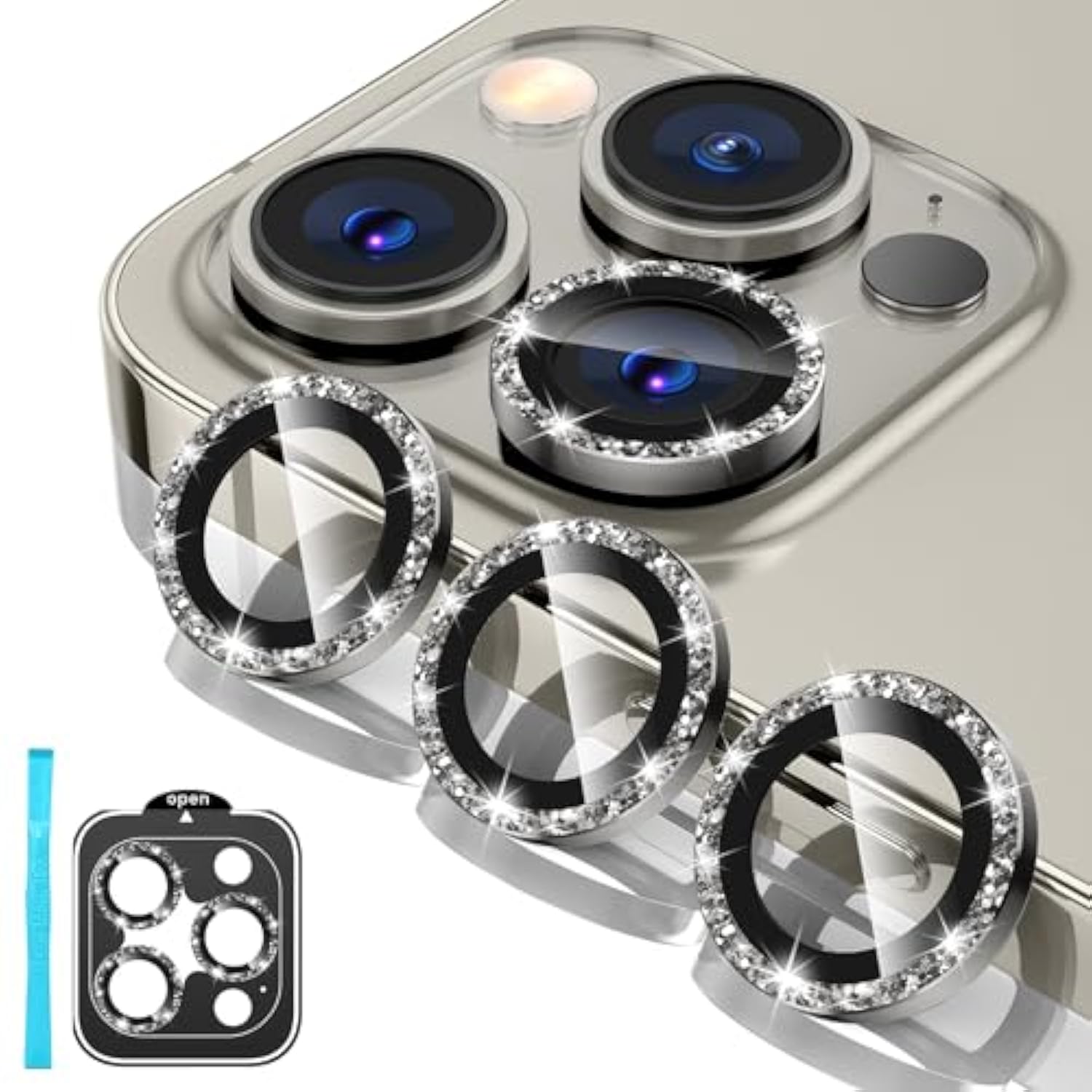 Camera Lens Protector Compatible For Iphone 15 Pro Max/15 Pro/16 Pro Max/16 Pro/14 Pro Max/14 Pro, Metal Aluminum Alloy Tempered Glass Cover Camera Screen Protector Accessories, Case Friendly