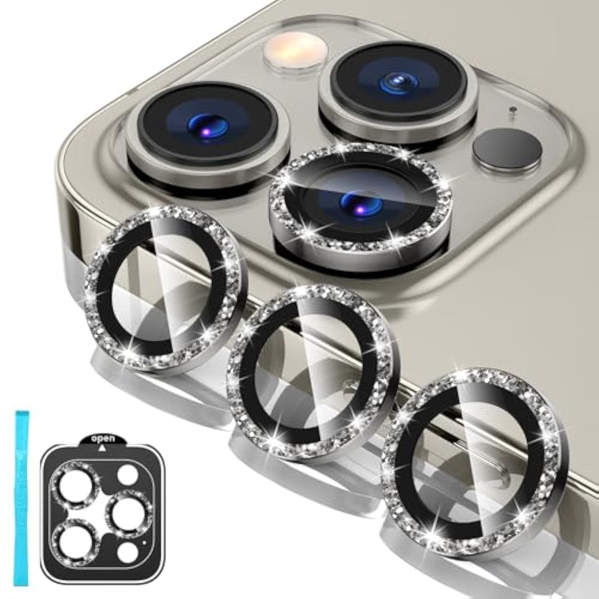 Camera Lens Protector Compatible For Iphone 15 Pro Max/15 Pro/16 Pro Max/16 Pro/14 Pro Max/14 Pro, Metal Aluminum Alloy Tempered Glass Cover Camera Screen Protector Accessories, Case Friendly