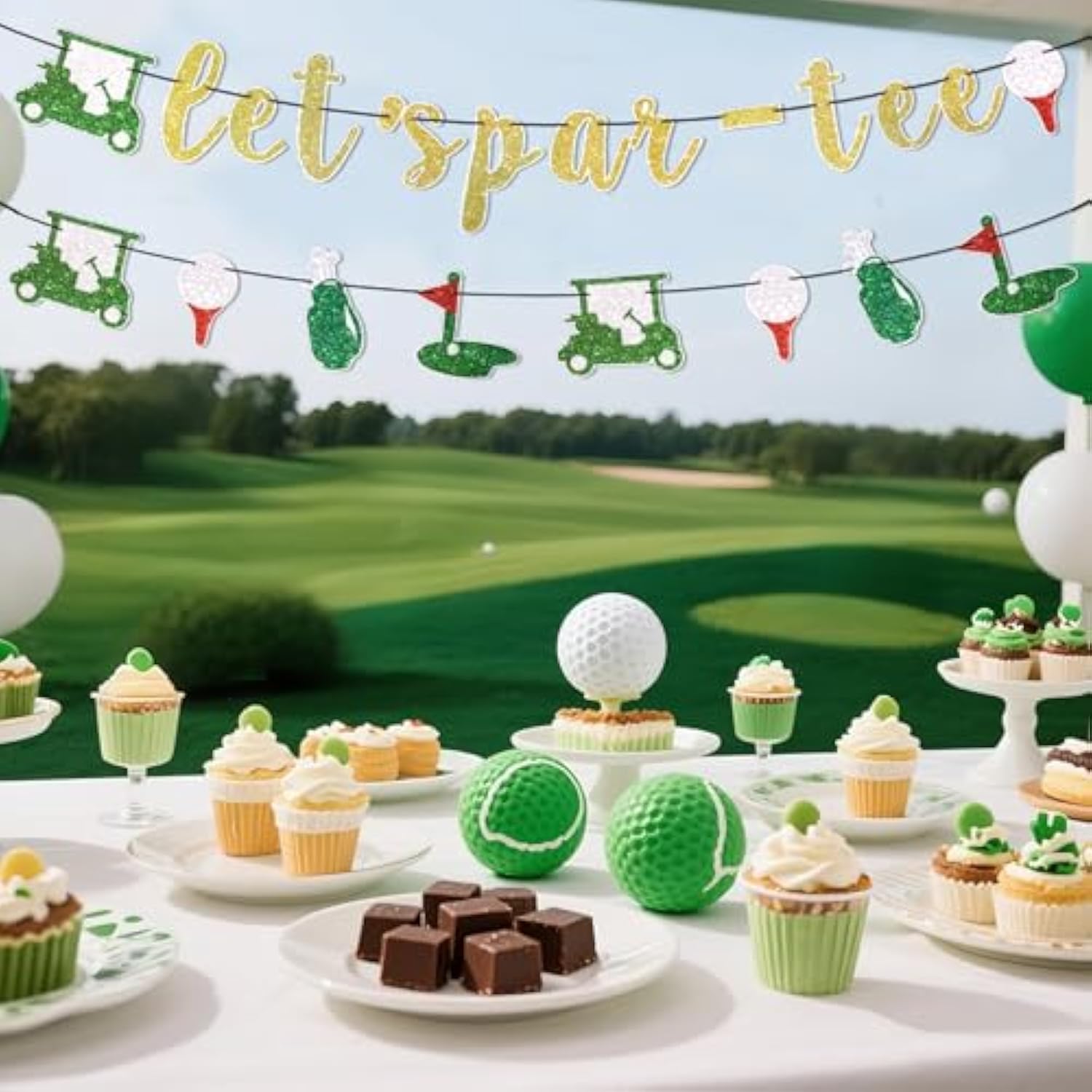 Let’s Par-Tee Banner Golf Themed Birthday & Retirement Party Glitter Garland