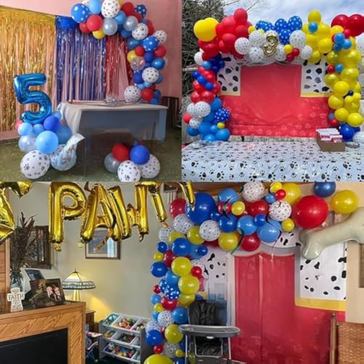 Red Yellow Blue Balloons Puppy Dog Paw Print Balloon 60Pcs 12Inch Latex Helium Balloon Royal Blue Red Yellow Balloons For Kids Birthday Party Decorations