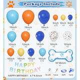 128Pcs Blue Balloon Garland Kit with Dog Paw Banner for Birthday or Baby Shower