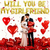 Will You Be My Girlfriend Balloons, I Love You Valentines Day Balloons Kit Will You Be My Girlfriend Decoration With 1000 Red Rose, Be My Girlfriend Proposal Heart Balloons Confession Decor