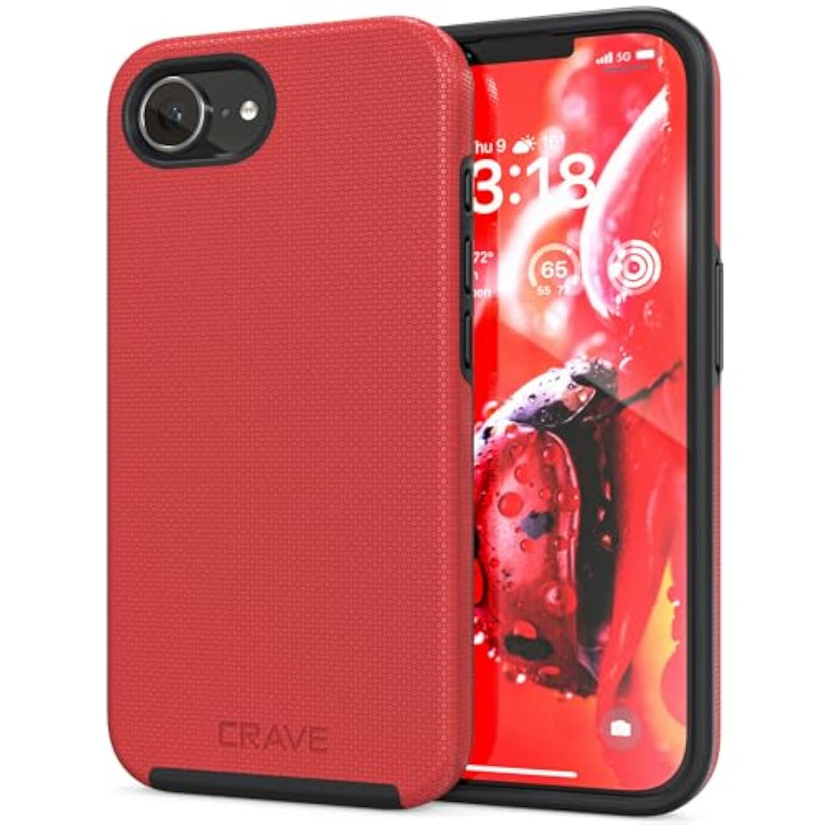 Crave Dual Guard Compatible With 16E Case, Shockproof Protection Dual Layer Case For 16E (6.1") - Red