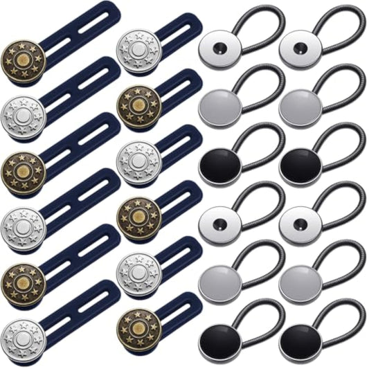 24 Pieces Pants Extender Button Set, Include 12 Pieces Pants Waist Sil