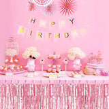 6 Pack 29X108 Inch Pink Metallic Foil Fringe Table Skirts Banner For Tinsel Streamer Garland Curtains Backdrop For Parade Floats Wedding Baby Shower Birthday Christmas Halloween Party Decoration