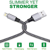 3-Pack 6Ft MFi iPhone Charger Nylon Braided Lightning Cable Fast Charging