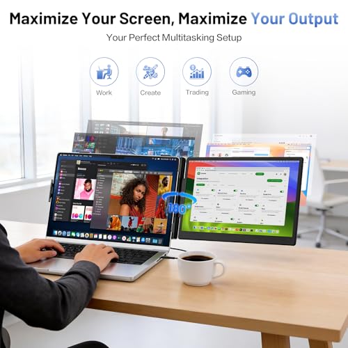 Laptop Screen Extender, 14 Fhd 1080P Portable Monitor For Laptop With 100% Srgb, Dual Screen Extender For Laptop 1317.3, Plug & Play External Monitor, Business Travel & Home Office