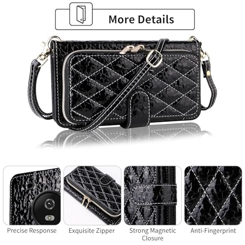 Argyle Wallet Case for Moto G5 with Crossbody/Wrist Strap Luxury PU Leather Kickstand Zipper Purse Shockproof Card Holder Cell Phone Cover for