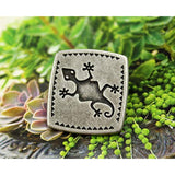 10 Pieces Gecko Rectangle Antique Silver Color Metal Shank Buttons. 24