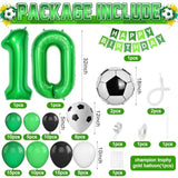 10Th Birthday Soccer Balloon Arch,10Th Soccer Garland Kit With Green Number 10 Balloon Football Balloons For Boys Kids 10 Birthday Party Decorations