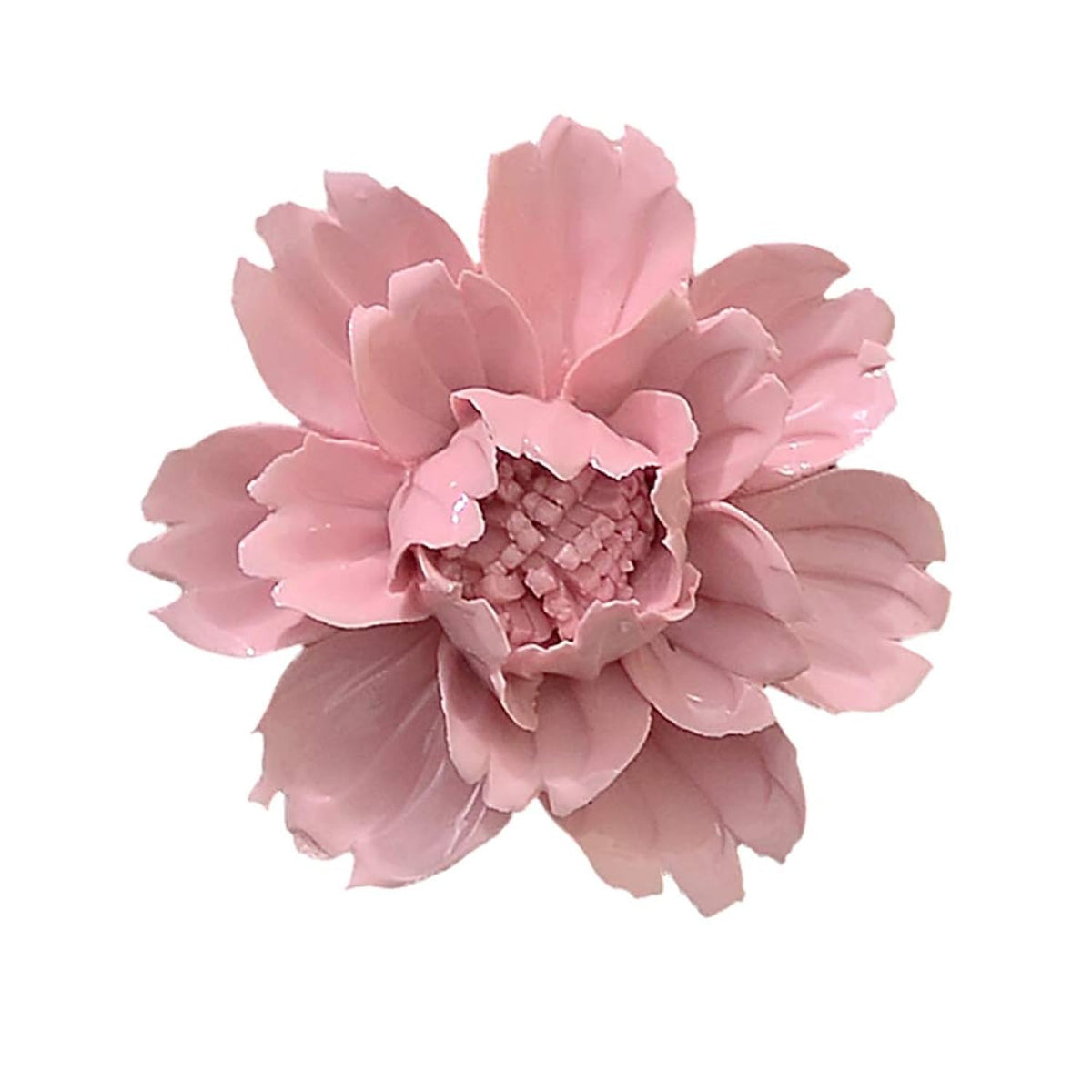 Peony Ceramic Flower Wall Décor Artificial 3D Flower Wall Art For Living Room Home Hallway Bedroom Kitchen Farmhouse Bathroom Dining Room, Pink, 3.54 Inch