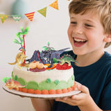 15Pcs Dinosaurs Cake Toppers, Trex Dino Eggs Volcano Tree Cake Decorations For Kids Birthday Baby Shower Jurassic Wild Animal Dinosaur Theme Party Supplies