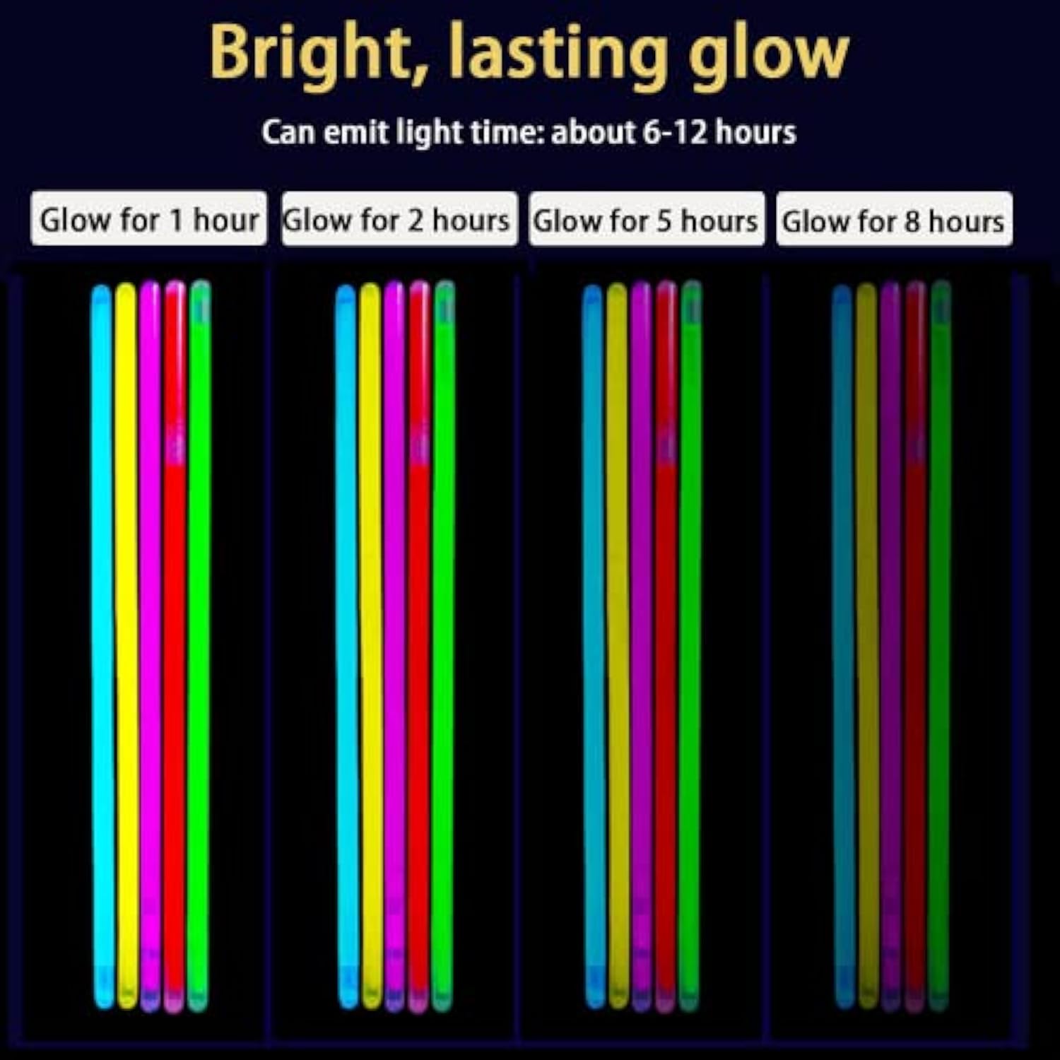 Glow Sticks, 500 Pack 8" Glow In The Dark Light Up Sticks With 500 Connectors For Festival Birthday Carnival Necklaces Bracelet (500Pack)