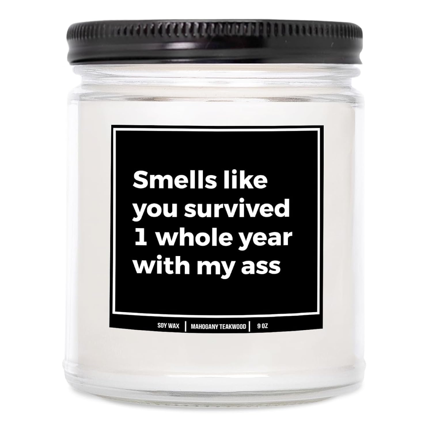 You Nique Designs 1St Wedding Gift Candle - One Year Candle - 1 Year Wedding Present For Wife, Husband, Couples - First Year Together Gift Ideas For Him, Her (Mahogany Teakwood)