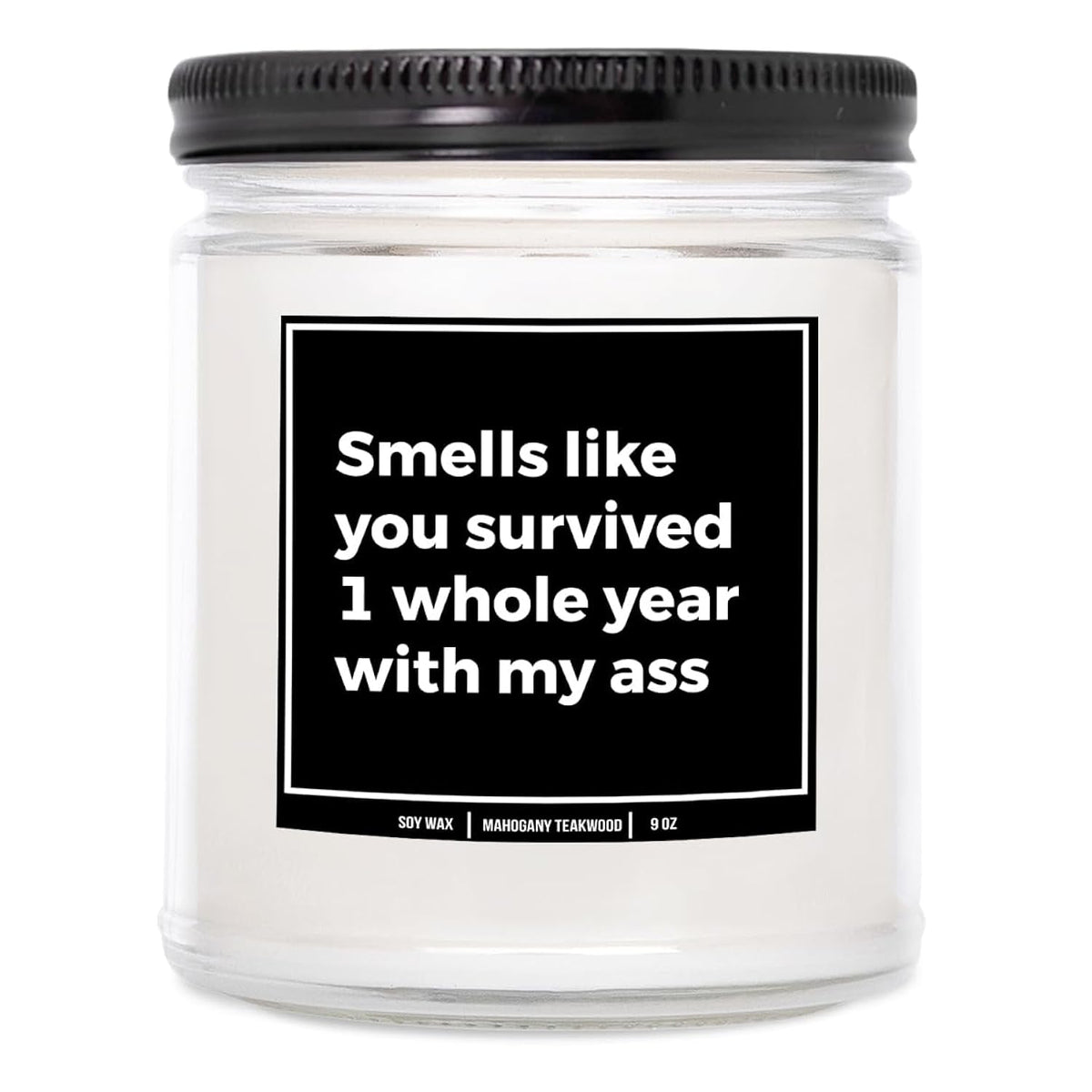 You Nique Designs 1St Wedding Gift Candle - One Year Candle - 1 Year Wedding Present For Wife, Husband, Couples - First Year Together Gift Ideas For Him, Her (Mahogany Teakwood)