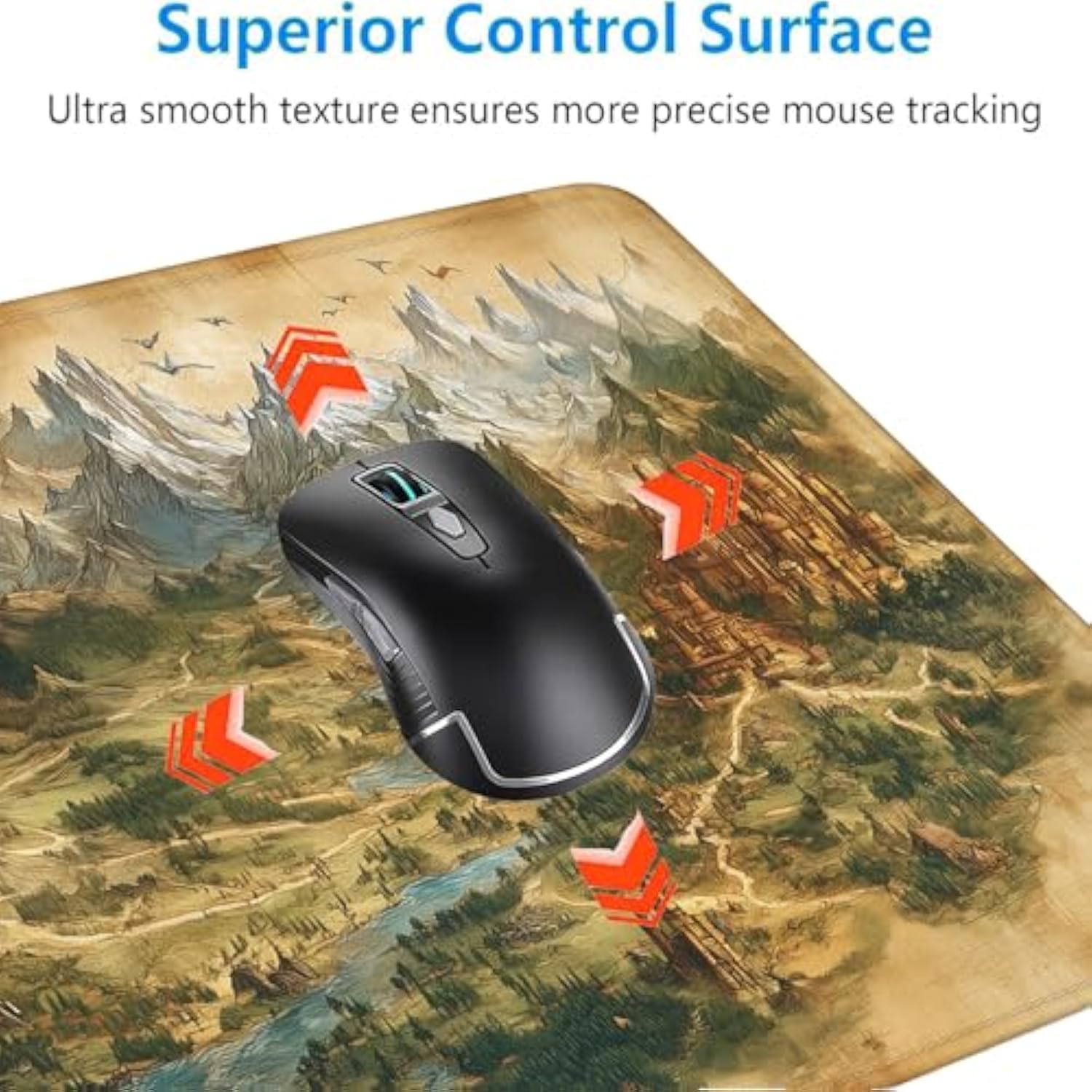 Game Map Gaming Mouse Pad Desk Pad Fantasy Treasure Map Ancient Scroll Mouse Pad Large Mousepad Extended Laptop Keyboard Mat Gaming Desk Pad Mouse Mat Office Computer Keyboard Laptop Home 31.5"X11.8"