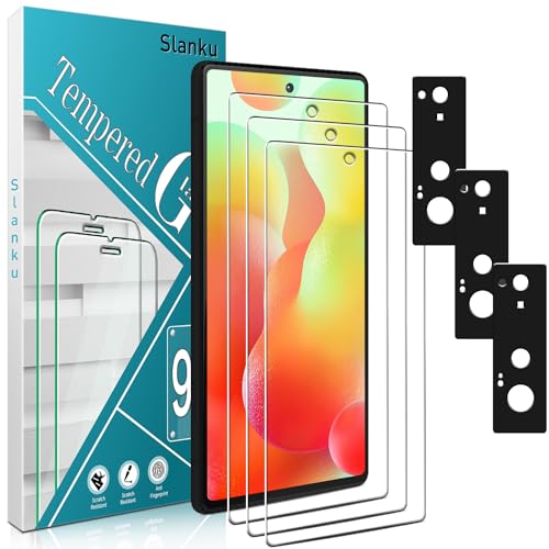 [3+3 Pack Screen Protector for Google Pixel 6 Tempered Glass with 3 Pack Camera Lens Protector, Support Fingerprint Reader, No-Bubbles, Anti Scratches