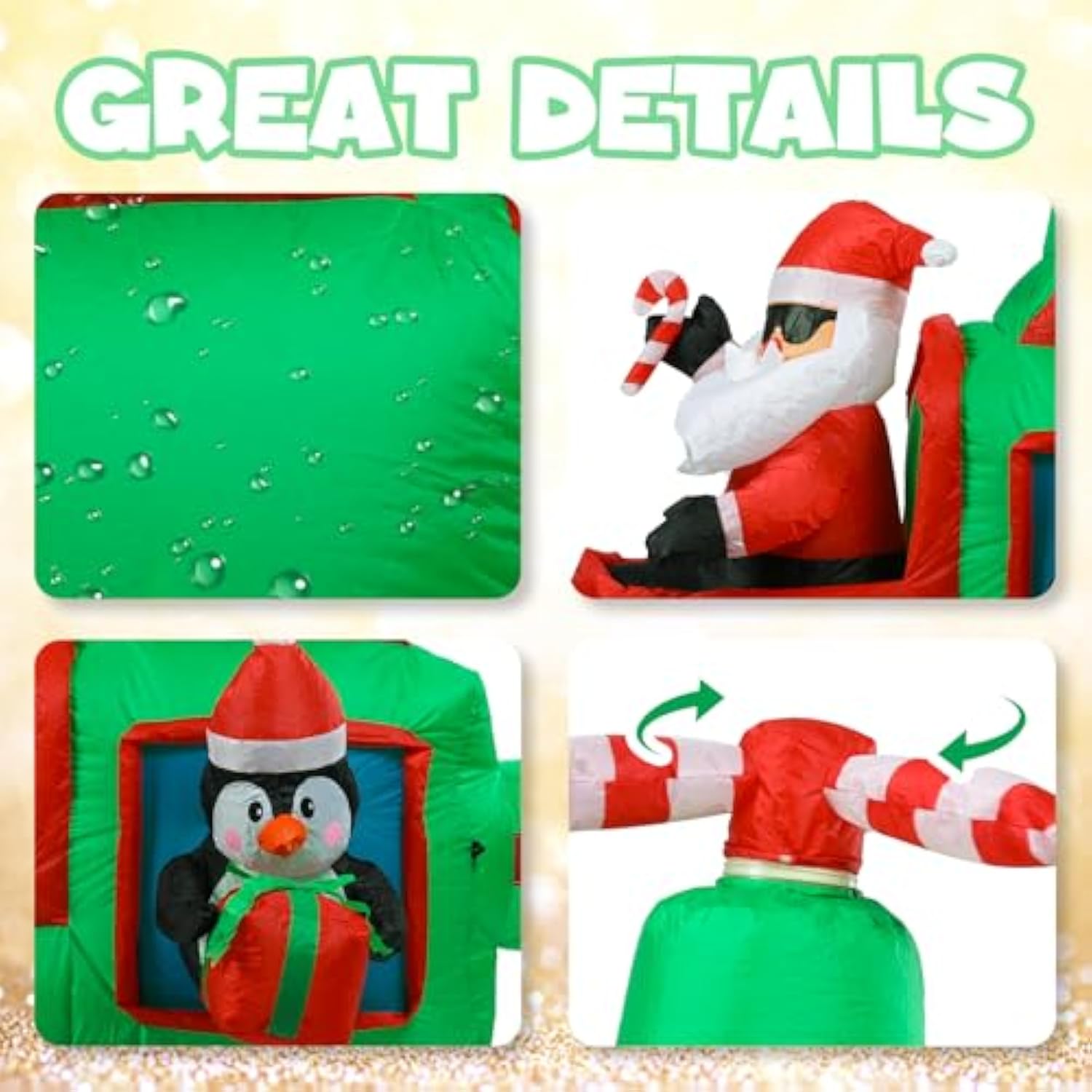 6.5Ft Christmas Inflatable Helicopter Santa Claus Yard Decoration With Rotating Propeller, Built-In Led Lights, Blow Up