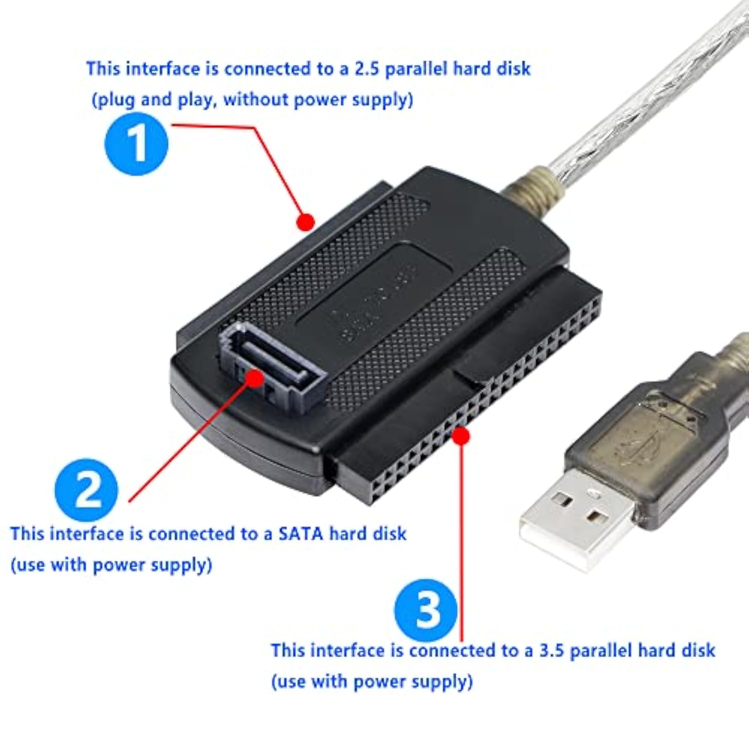 Usb To Sata Ide Converter Cable Adapter Usb 2.0 To 2.5/3.5/5.25In Ide And Sata